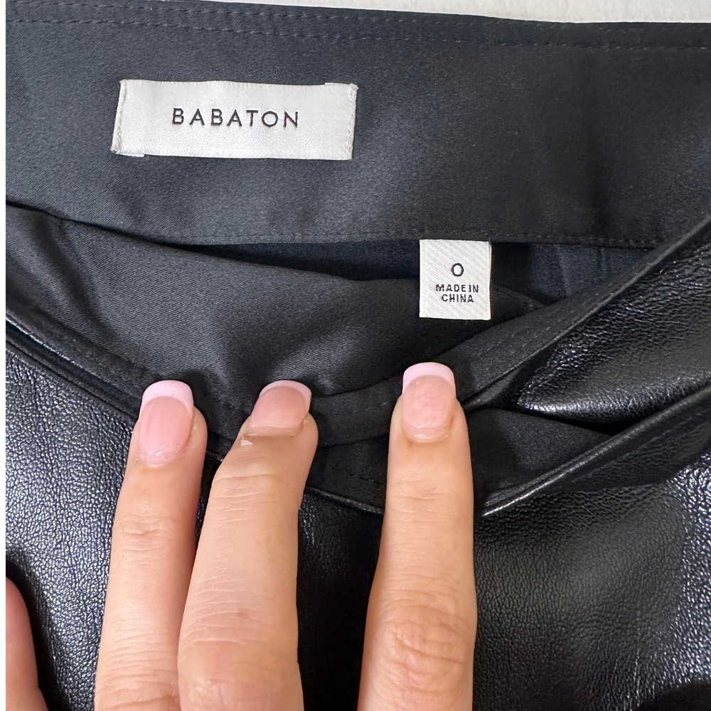 Babaton Aritzia Black Faux Leather Wrap Mini Skirt Asymmetrical, Size 0 - Picture 7 of 8